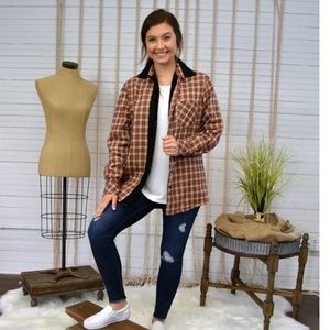 Sherpa Lined Flannel Long Sleeve Top